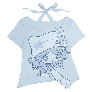 [Hashtag DDD] Blue Embroidered Diamond Top