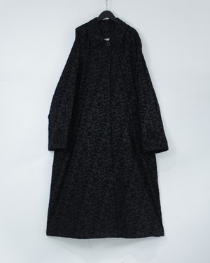 【Caka BLACK】Flocky Print Vintage Long Soutien Collar Coat