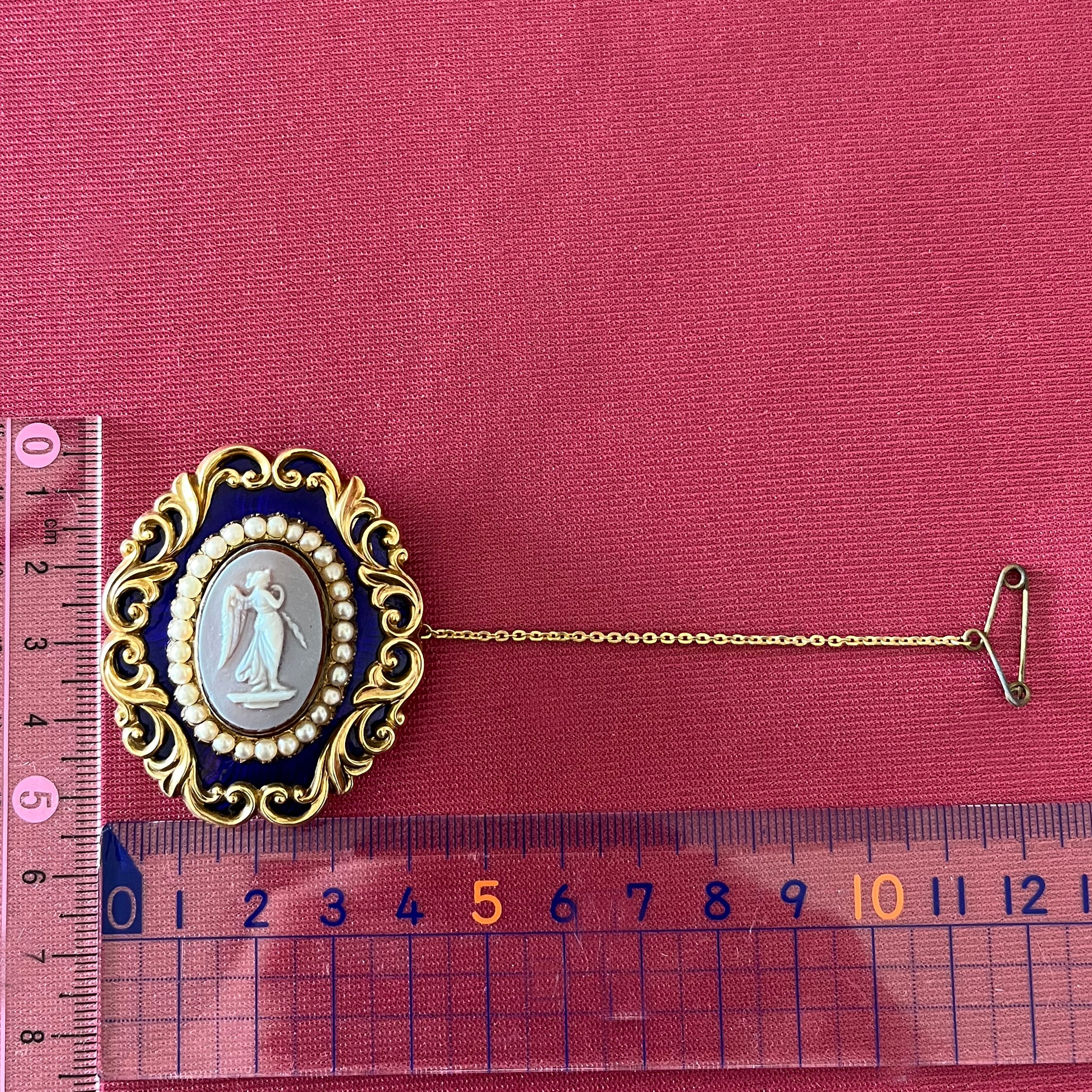 アンティーク ストーンカメオ ブローチ K10 シードパール