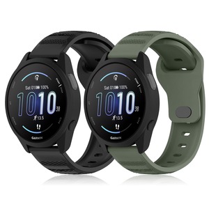 【努力特価】[CeiLarv] 20mm バンド Garmin Vivoactive 6/Vivoactive 5/Approach S50/S44 用 シリコン スマートウォッチ 時計バンド 防水性 通気性 柔らかい【2本セット】 スポーツ 交換ベルト Garmin Forerunner 570 42mm/ガーミン Forerunner 165/165 Music 用 - (ブラック+アーミーグリーン)