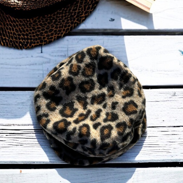leopard fleece hat size:Free