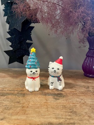 ネコのクリスマスオブジェ　2種SET