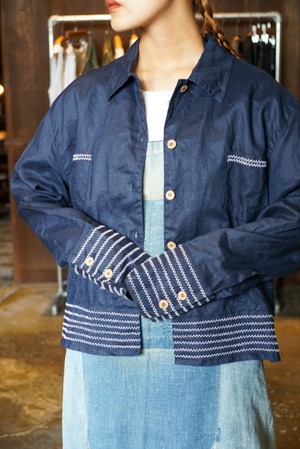 【monoya】embroidery linen shirt