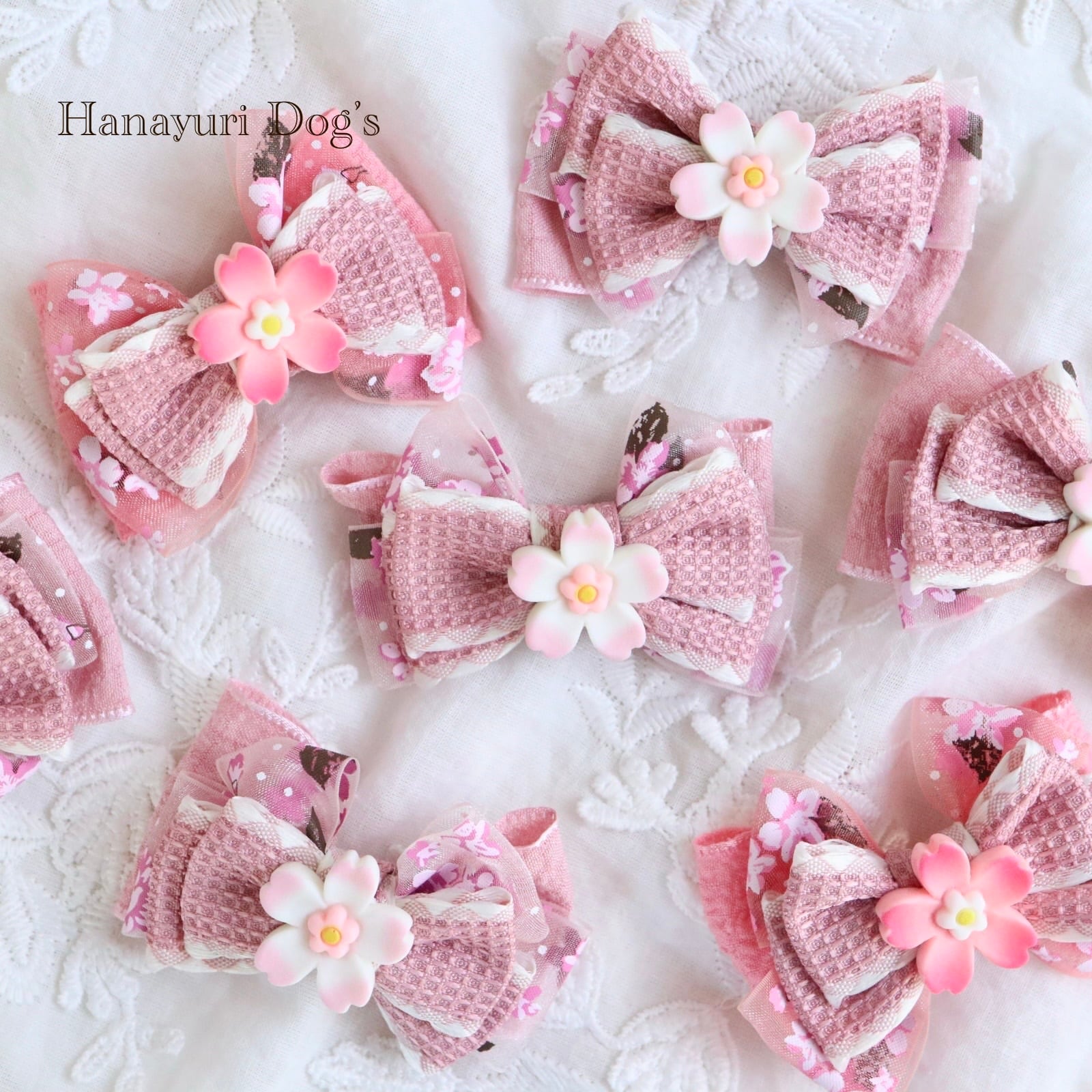 桜 2種1P 春 お花見 ひな祭り 和風 犬バレッタ キッズ・子供リボン