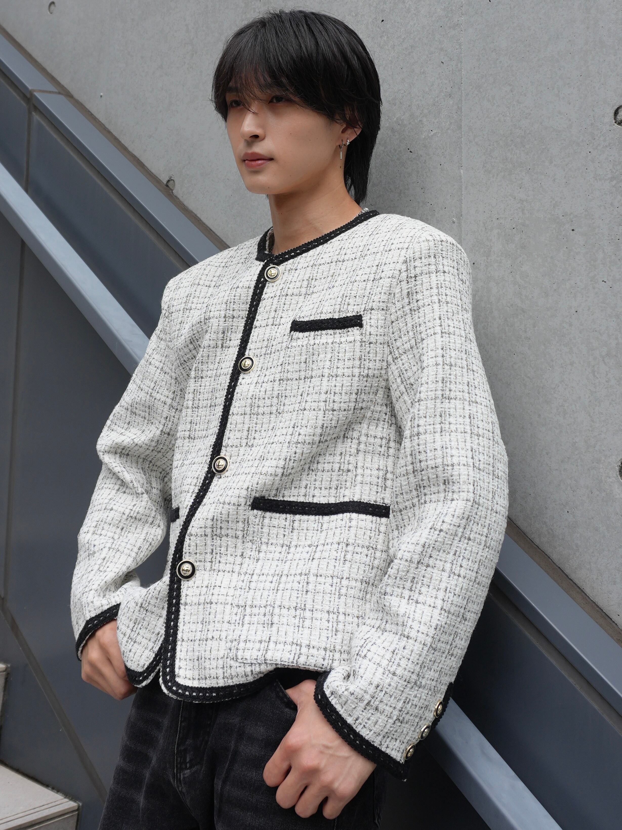 ALUDE SELECT】fine lame elegant tweed jacket(2color) | 【ALUDE