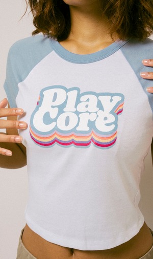 Women's Mini Raglan Tee / WHITE×BABY BLUE