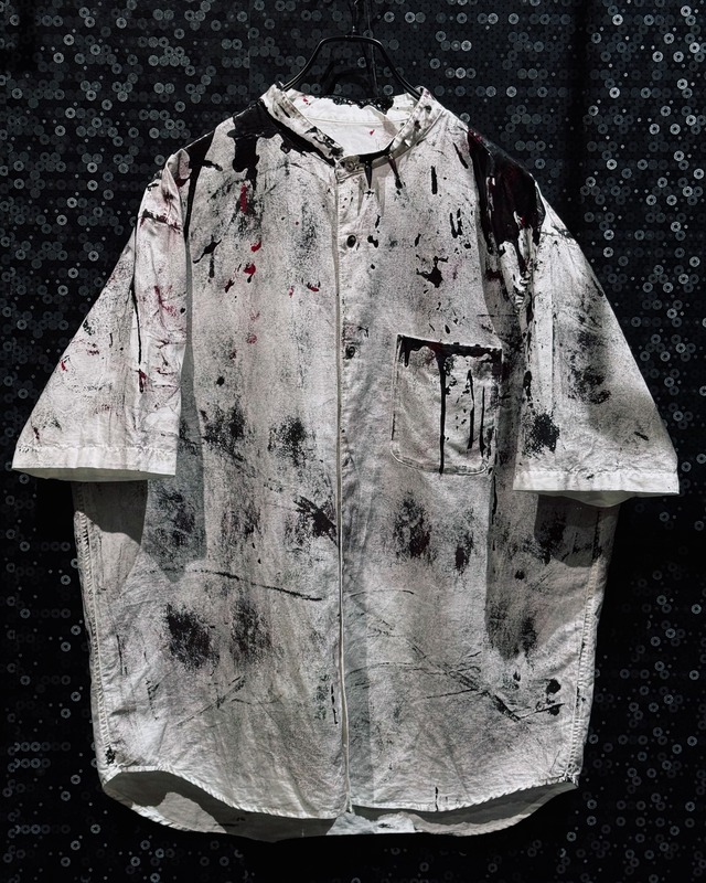 【ÆIEM】vivid notes “DEFILED PURITY” Bloodstain Distressed Shirt
