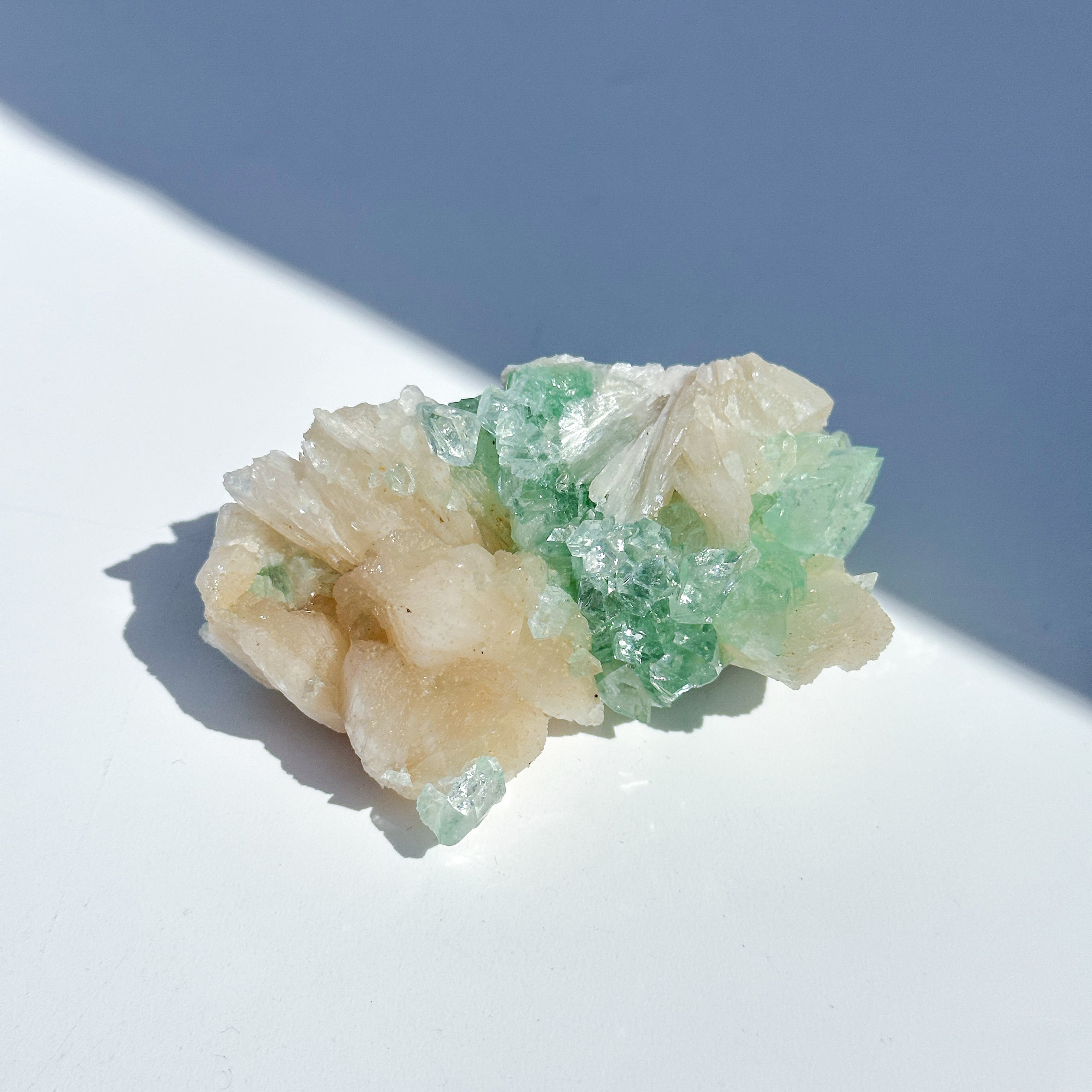 インド産 アポフィライト・グリーンアポフィライト 3点セット グリーンアポフィライト＆スティルバイト 78◇ Green Apophyllite