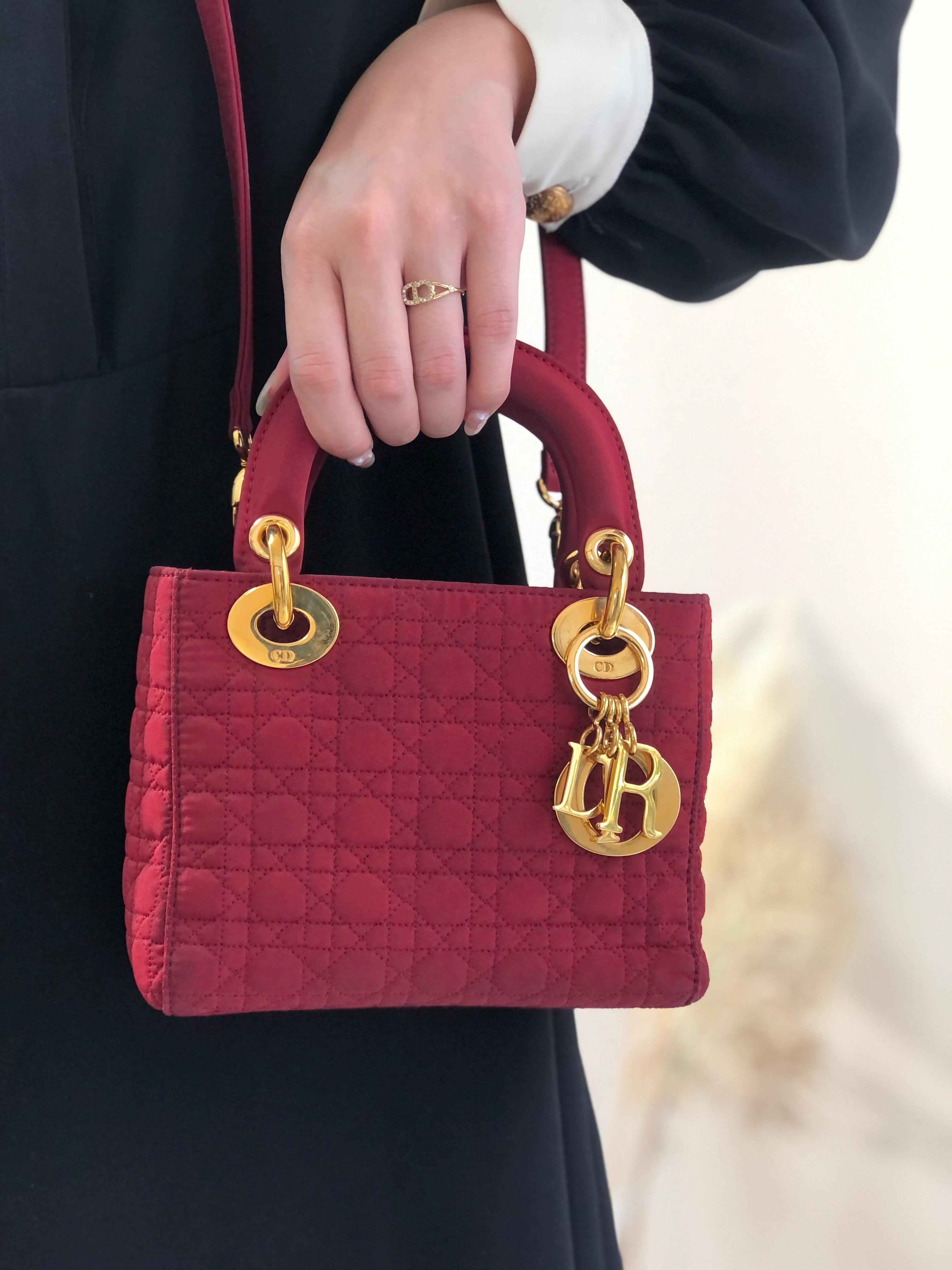 Christian Dior クリスチャン ディオール　カナージュ　レディディオール　ミニ　ナイロン　2way　ミニバッグ　ショルダーバッグ　レッド　vintage　ヴィンテージ　オールド　8y6hyh