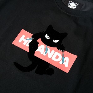 SALE【HIPANDA ハイパンダ】レディース ブラックキャット Tシャツ WOMEN'S BLACK CAT PRINTED SHORT SLEEVED T-SHIRT / WHITE・BLACK