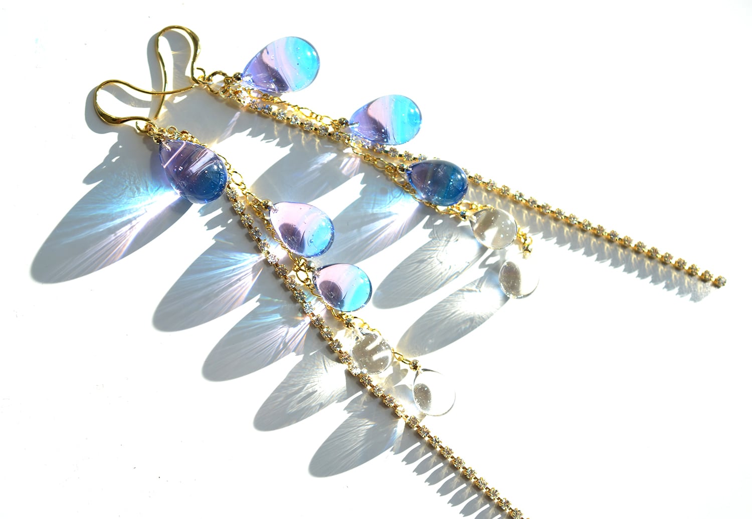 チェコガラスクリア　シャンデリアゴールドフープ☞ハンドメイド ピアス イヤリング アンティーク風 チェコガラスボタンピアス/イヤリング cp844