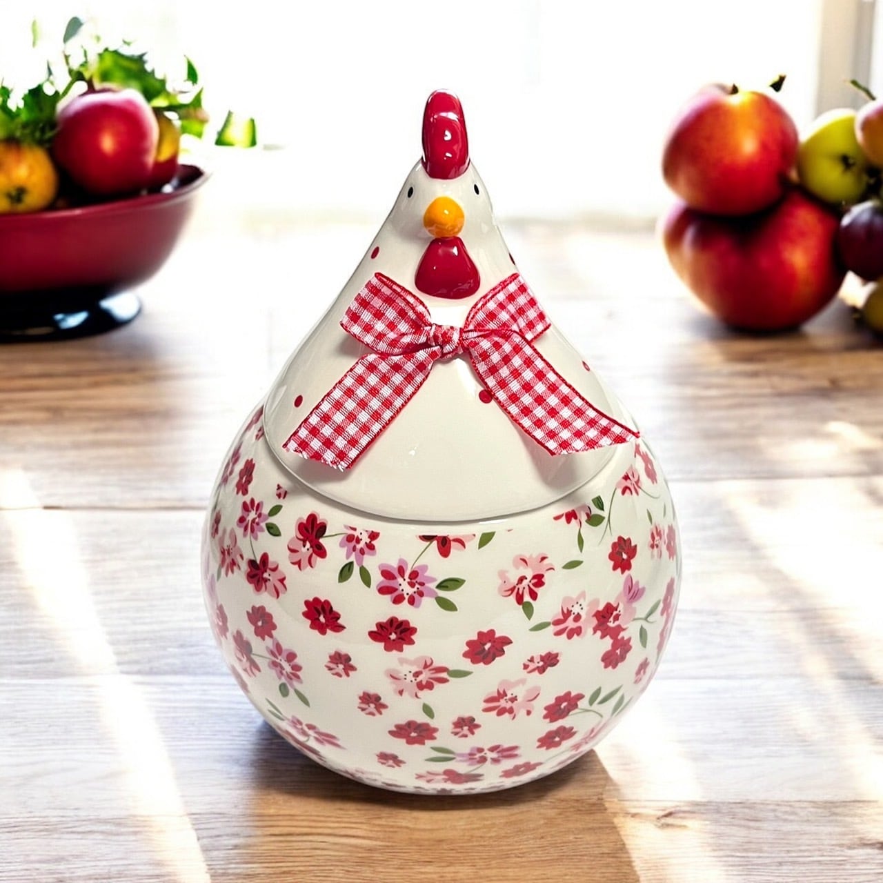 陶器製花鳥デザイン小物入れ ニワトリ 陶器 花柄 キャンディボックス 小物入れ お菓子入れ おやつ