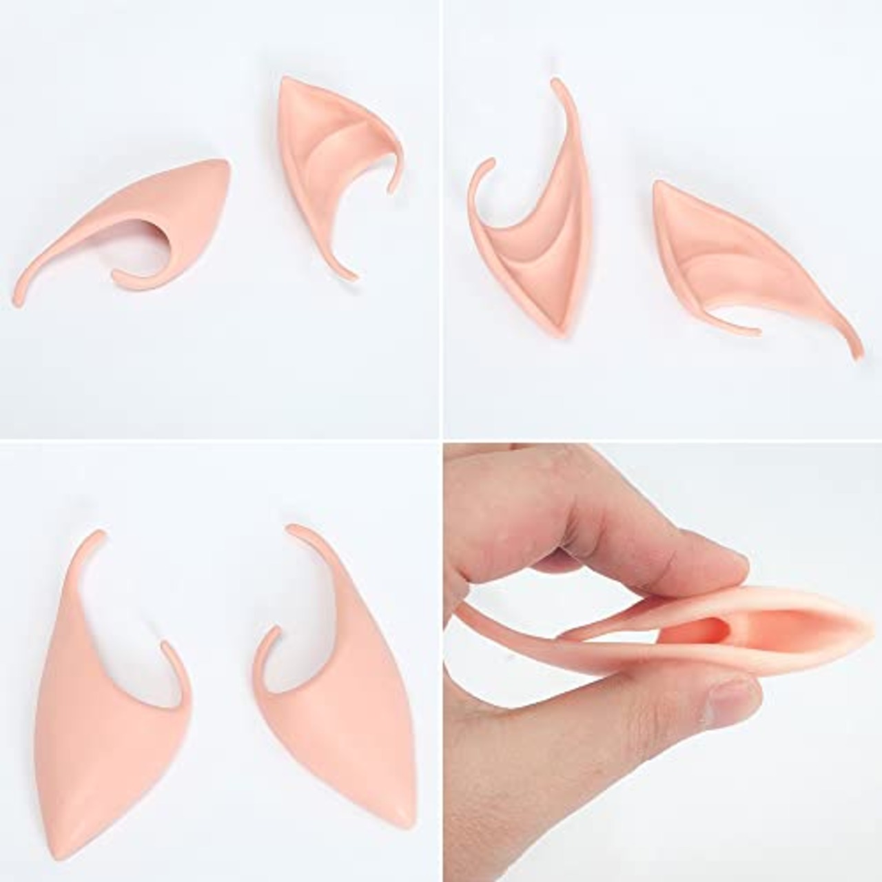 YFFSFDC 精霊耳 2ペア 長め+短め 2サイズ エルフ耳 つけ耳 シリコン製 コスプレ道具 魔女 妖怪 妖精 吸血鬼 仮装 ハロウィン パーティー クリスマス コスプレ 小物 アクセサリ 祭り 学園祭