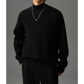 パッチポケット リブ編みニット af0050