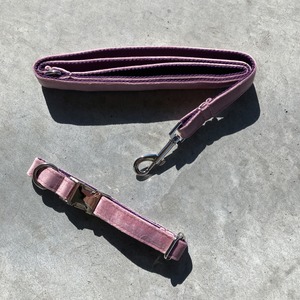 Dog collar&lash set (pink purple)