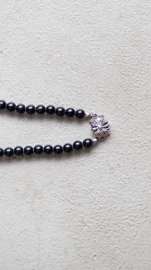 unknown 1980s Black glass marquise beads necklace