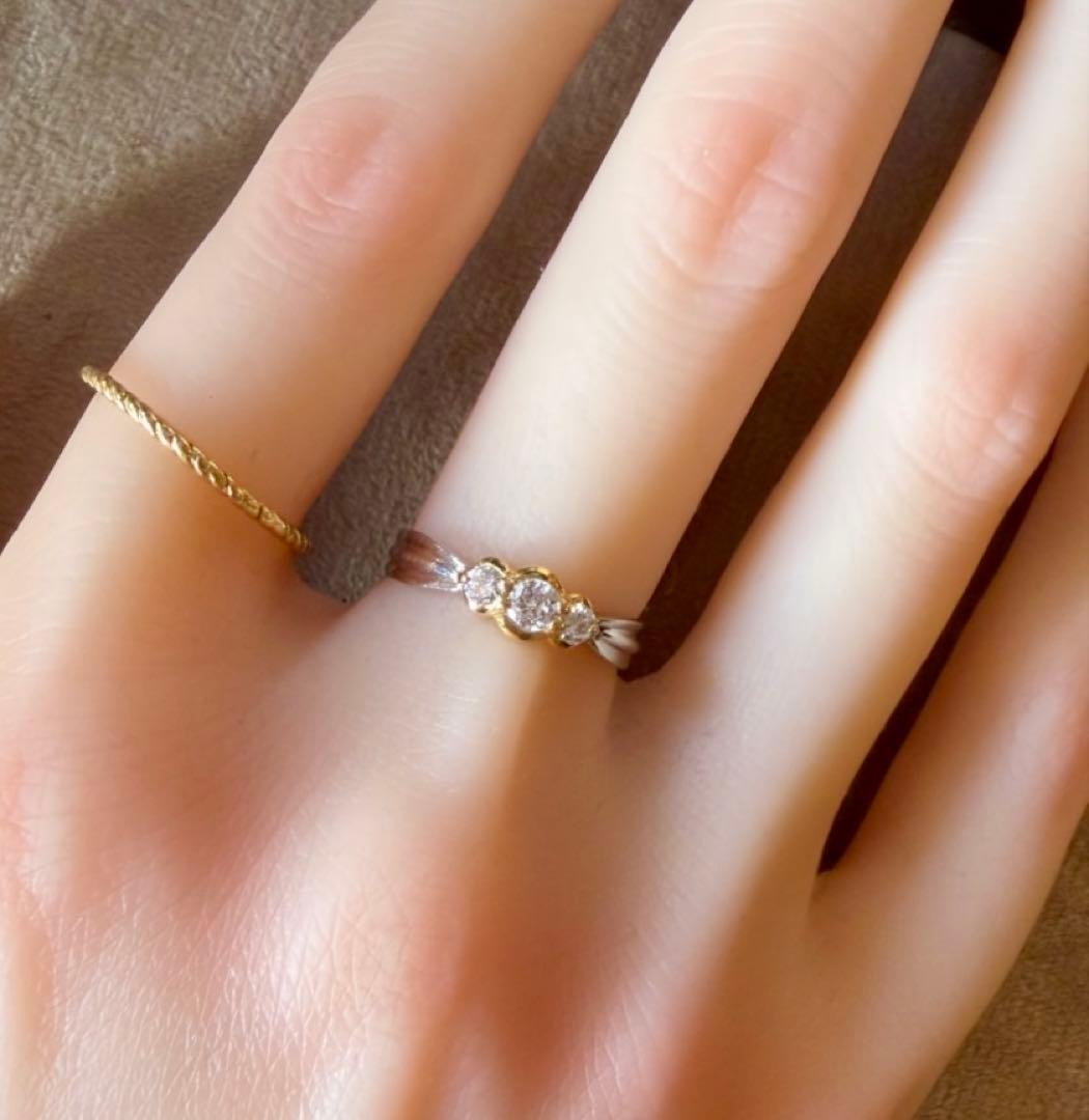 Pt900×K18*12号*0.3ct*3粒ダイヤモンドコンビリング*指輪 | Me,MiNE