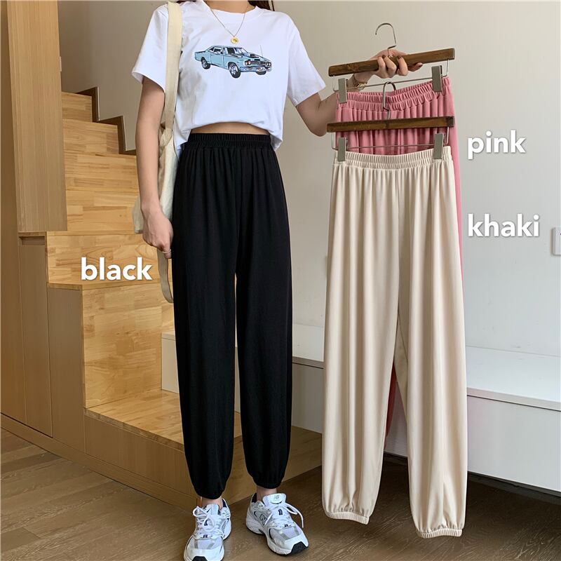 パンツレディース2020夏新アイスシルクドレープハイウエストブルマブラックナインポイントビームパンツトレンド 1号婦人98813695210