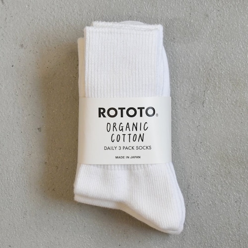 【W's & M's】 ROTOTO  |  ORGANIC DAILY 3PACK RIBBED CREW SOCKS　ロトト  |  オーガニックコットン リブソックス 3足セット