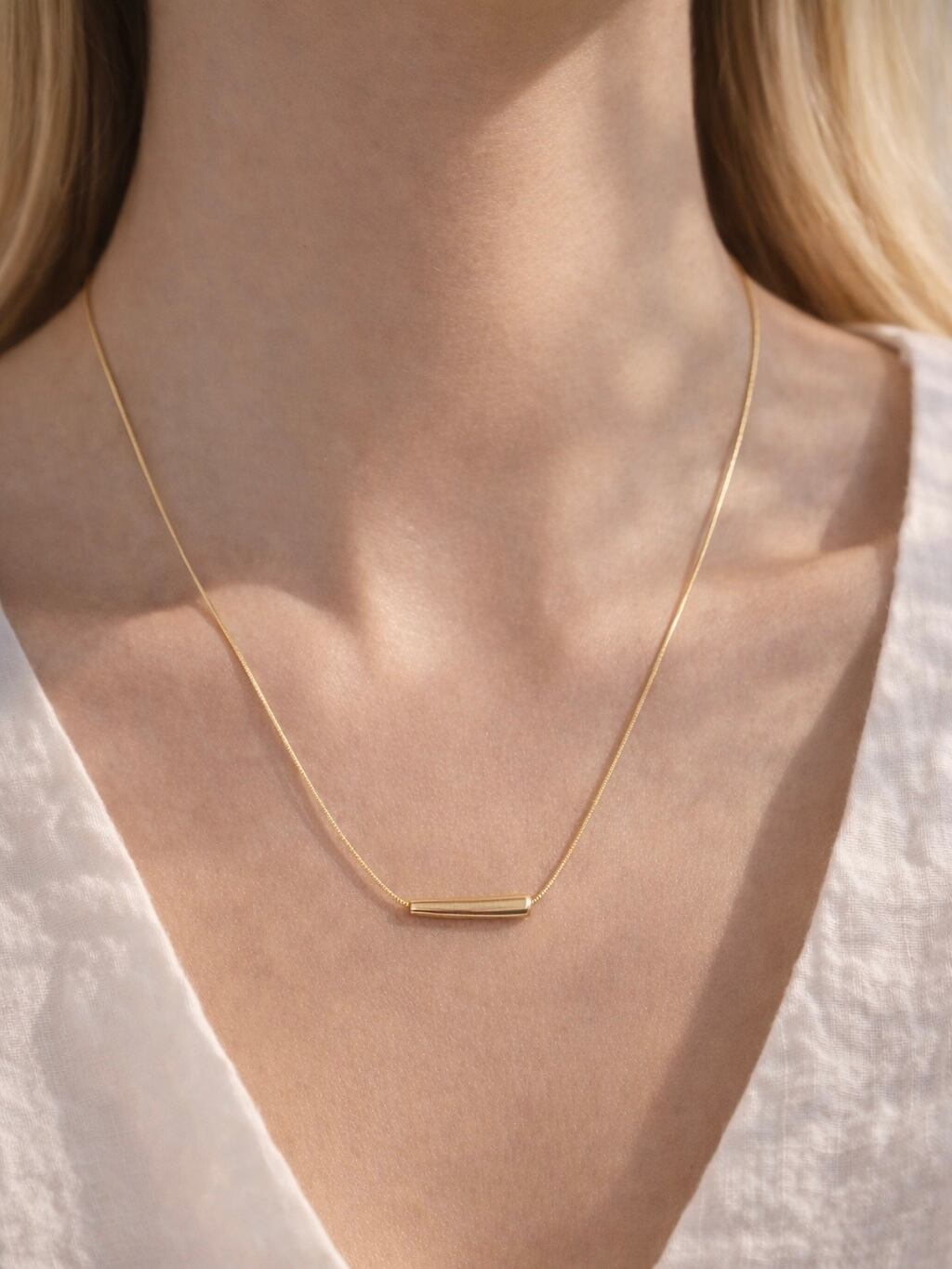 rectangle charm necklace【金属アレルギー対応】