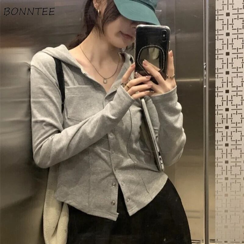 【新作】【送料無料】 長袖 Tシャツ女性ポケットフード付き固体エレガントなデザイン少数民族韓国スタイルカジュアルファッションオールマッチ居心地の良いレトロカレッジ 0287733832822