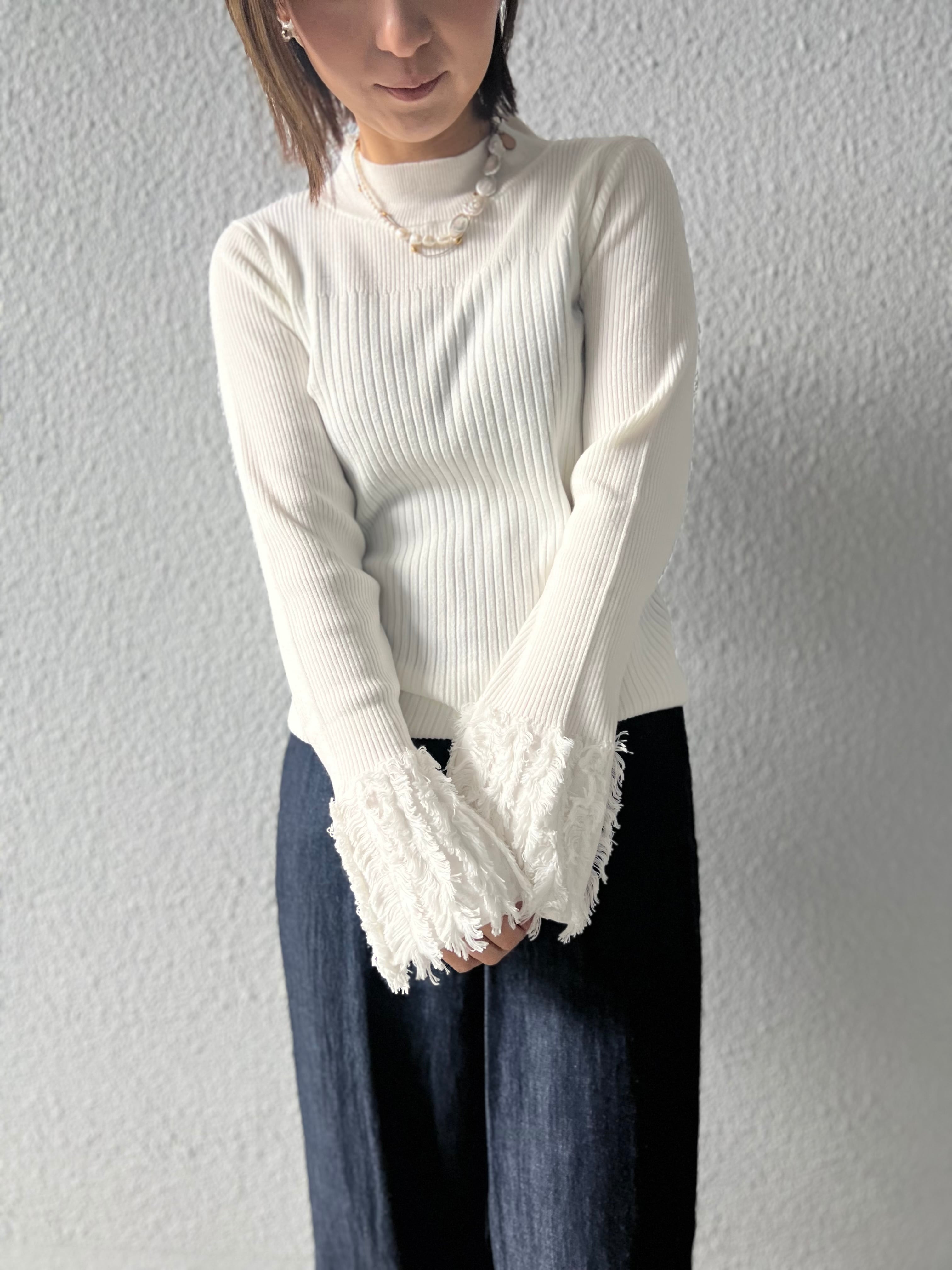 【SELECT】フリンジカフスリブニット 326720