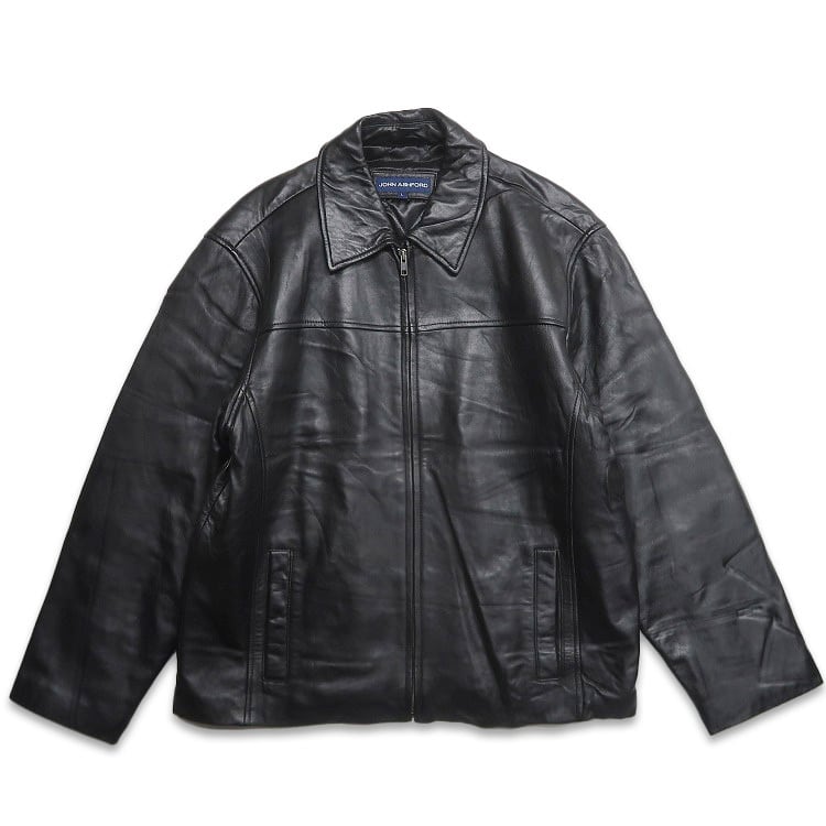 古着 JOHN ASHFORD 本革 レザー ジャケット ブルゾン ブラック 表記：L