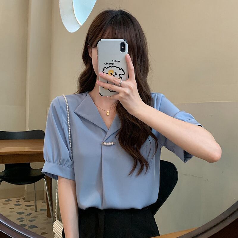 サマーシャツ ブルースリーブトップス 夏物 スーパーモール61483090498