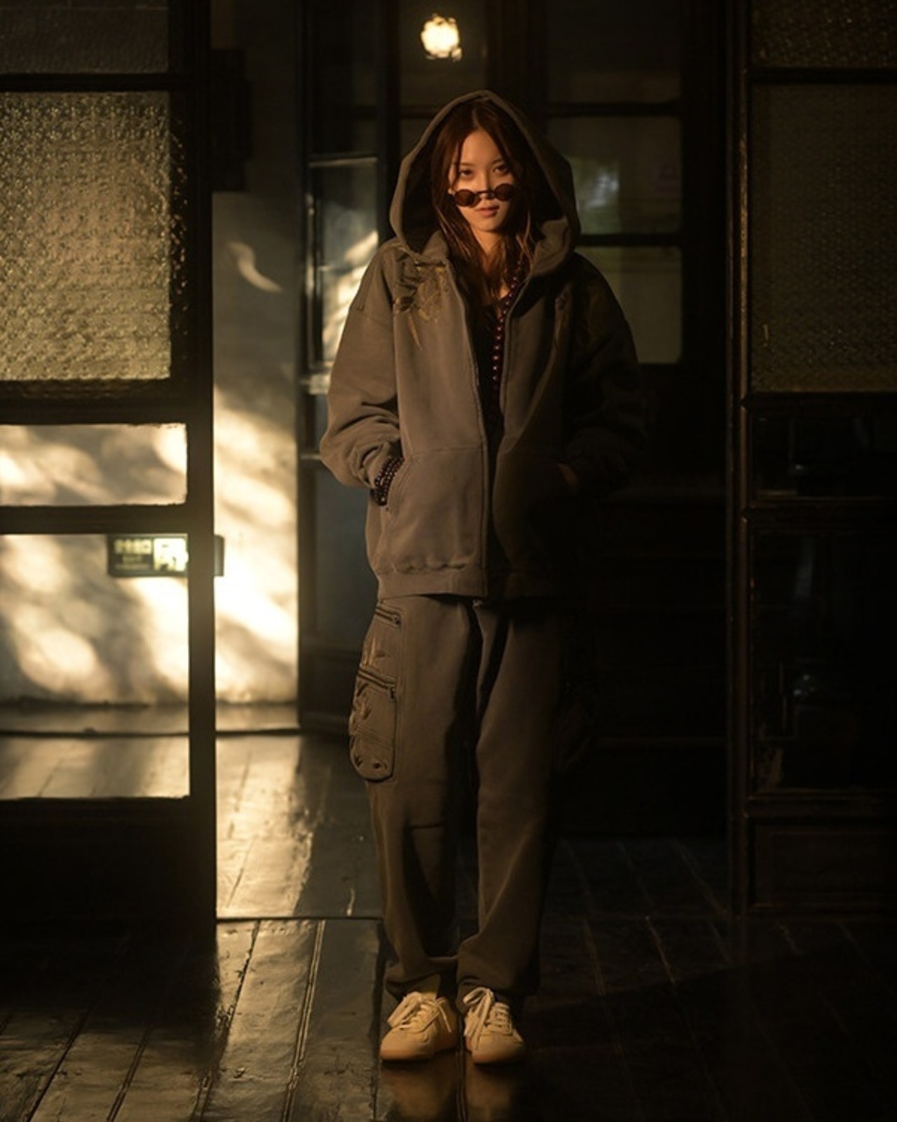 Bamboo Leaf Embroidery sweatpants 2color【G1071】