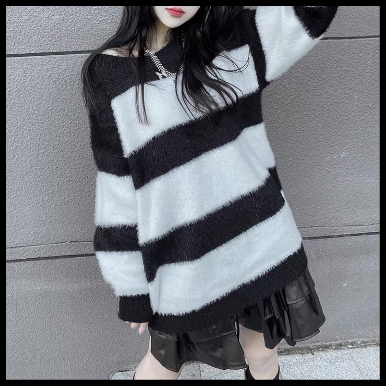 00s アーカイブ】シャギーニット レア グランジ パンク ボーダー y2k