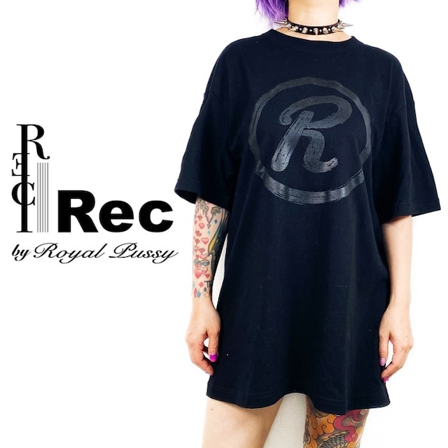 Rec by Royal Pussy / レック バイ ロイヤルプッシー「DRAWING "R" MARK TEE」半袖Tシャツ Rマーク 黒ブラック クルーネック オーバーサイズ ビッグ メンズレディース パンクロック PUNKROCK ハードコア V系 バンド シドヴィシャス 川村カオリ ギフト無料 ステージ衣装 Rogia