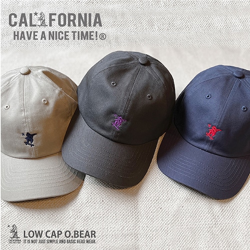 CALIFORNIA HAVE A NICE TIME! / カリフォルニアハブアナイスタイム LOW CAP O.BEAR ローキャップ ワンポイント 刺繍 アメカジ ベアー レディース メンズ ブランド
