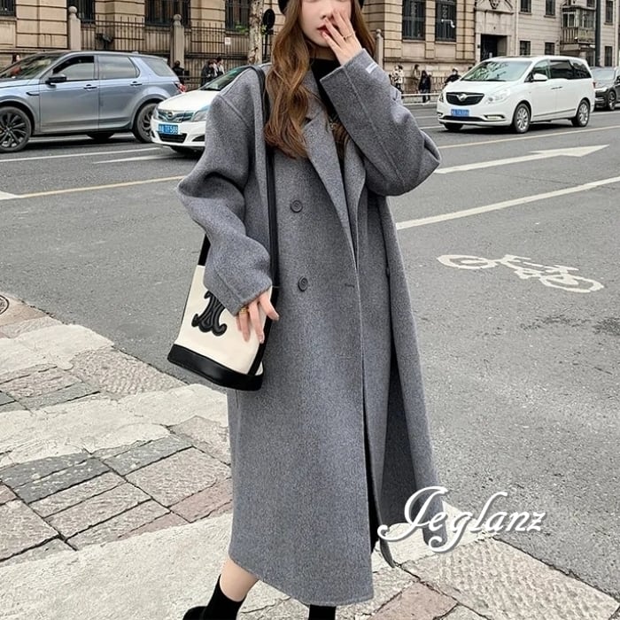 5色 ニット ガウンコート チェスター ダブルブレスト 共ベルト (MB204)τ