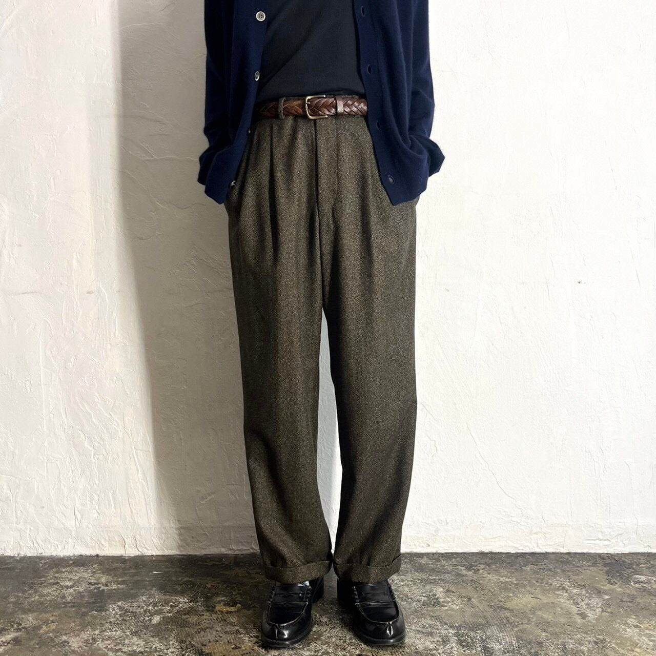 80s FACONNABLE by ALBERT GOLDBERG 2tac Wool Slacks ITALY製