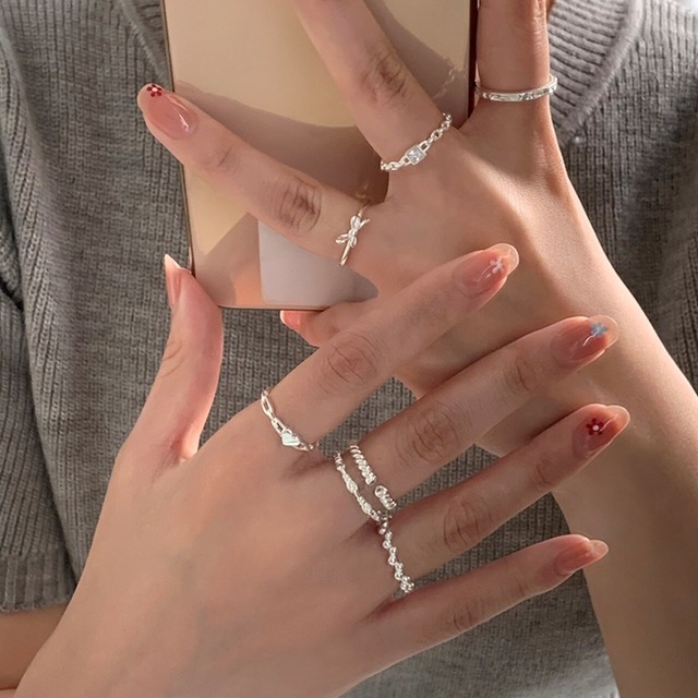 Weiwan925シルバーシンプルなリング 7s