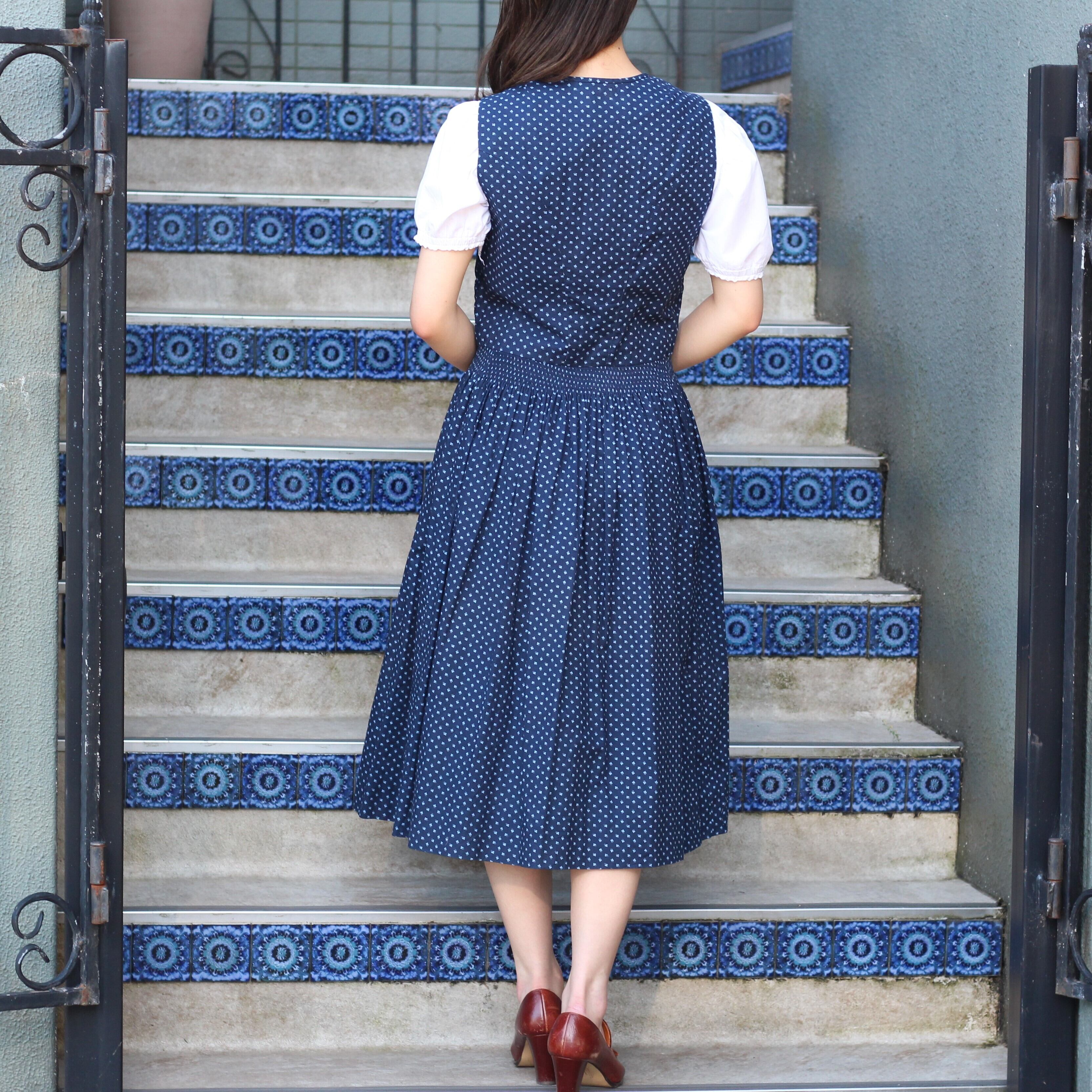 Special Item Eu Vintage Clover Patterned Dirndl Design Tyrolean One Piece ヨーロッパ古着クローバー柄ディアンドルデザインチロリアンワンピース Titti Clothing