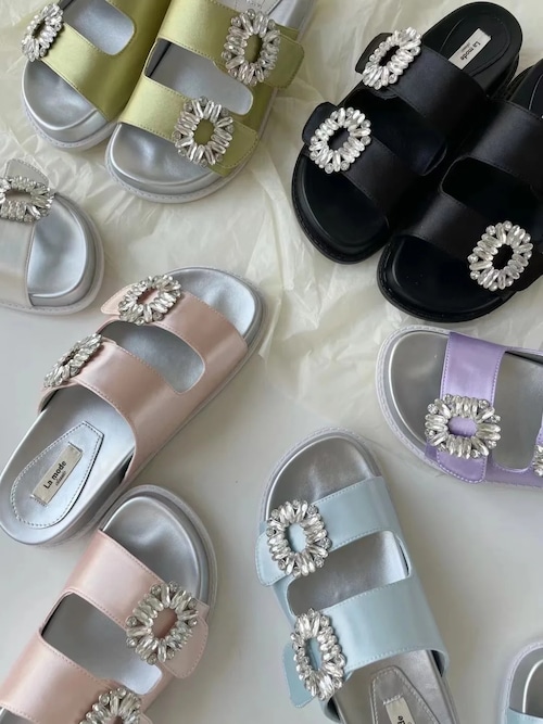 ビジューダブルベルトサンダル