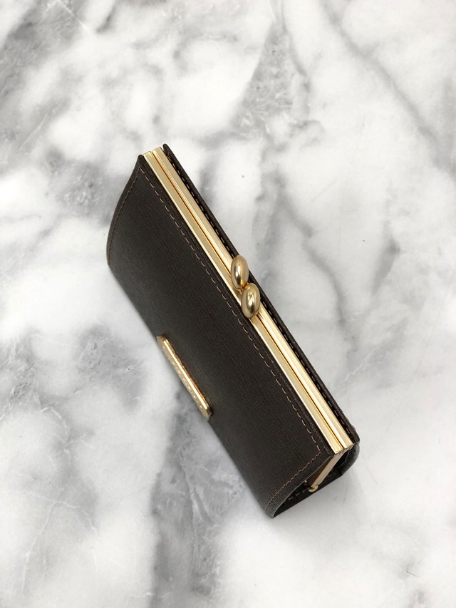 Burberry バーバリー ブランドロゴ レザー がま口 財布 ブラウン vintage ヴィンテージ オールド eim73c