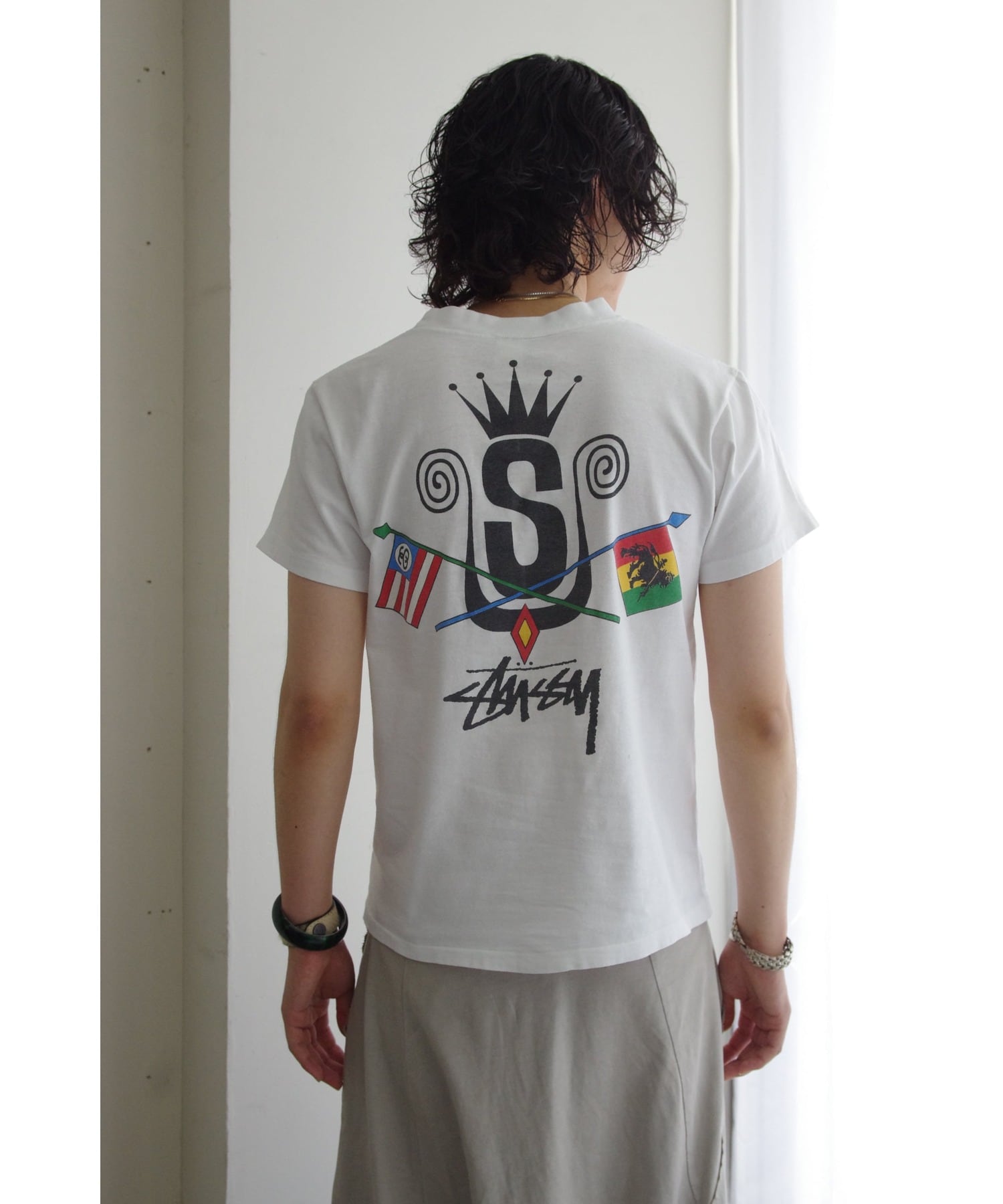 SPECIAL】80's USA製 STUSSY クラウン×ラスタプリントTシャツ メンズM