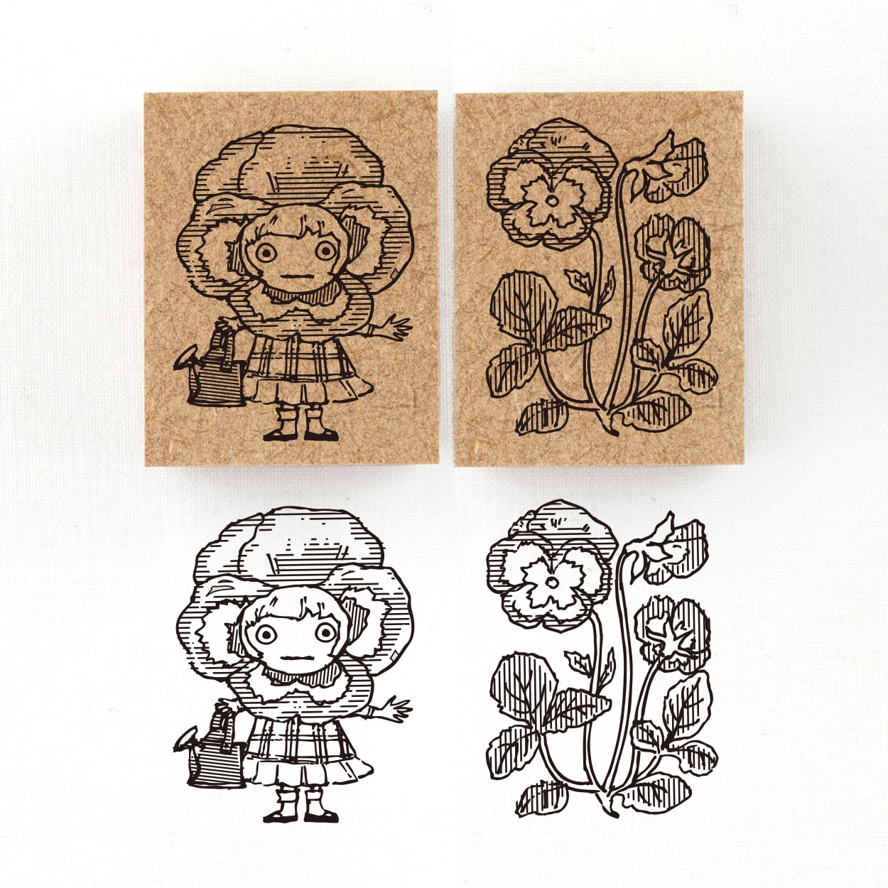 『パンジーの精霊 パンセ Pensee』花の精霊フローラニマ達のスタンプ 26×34mm