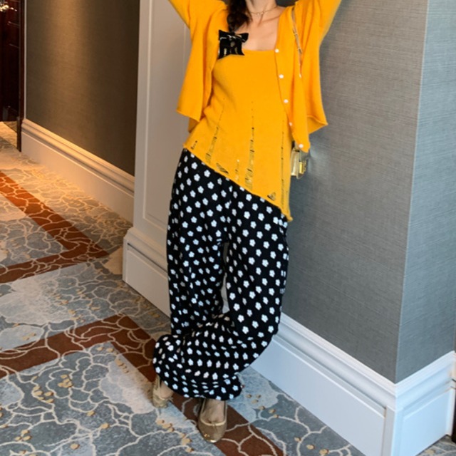 small floral print sweat loose pants　J00057