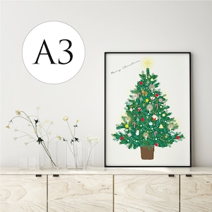 【送料無料】クリスマスツリー A3サイズ インテリア  北欧 ポスター おしゃれ オーダーサイズ【受注生産】
