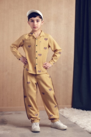 【26SS pre】minirodini( ミニロディーニ )E.T. woven ls shirt yellow(92-98/104-110/116-122/128-134)シャツ ET