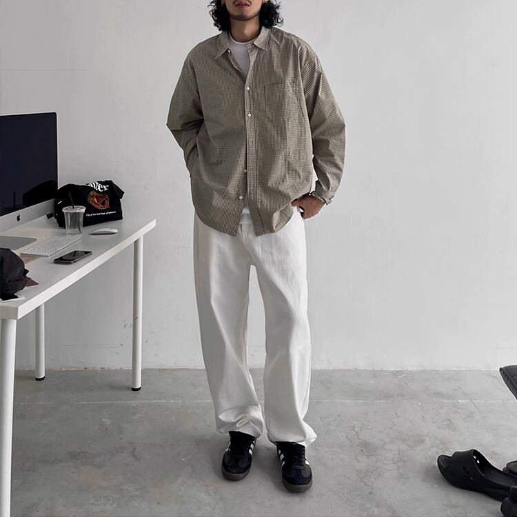 ★AMERICAN RETRO LOOSE CUT BASIC PLAID SHIRT　　　A0728