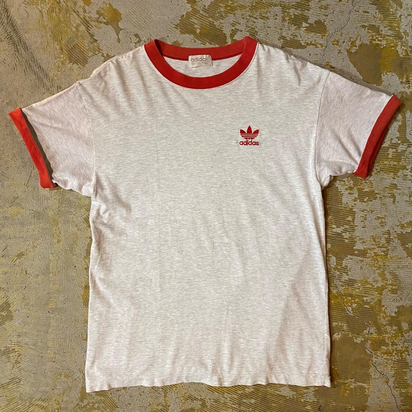 超レア希少 adidas リンガーTシャツ ヴィンテージ アディダス 染込み S