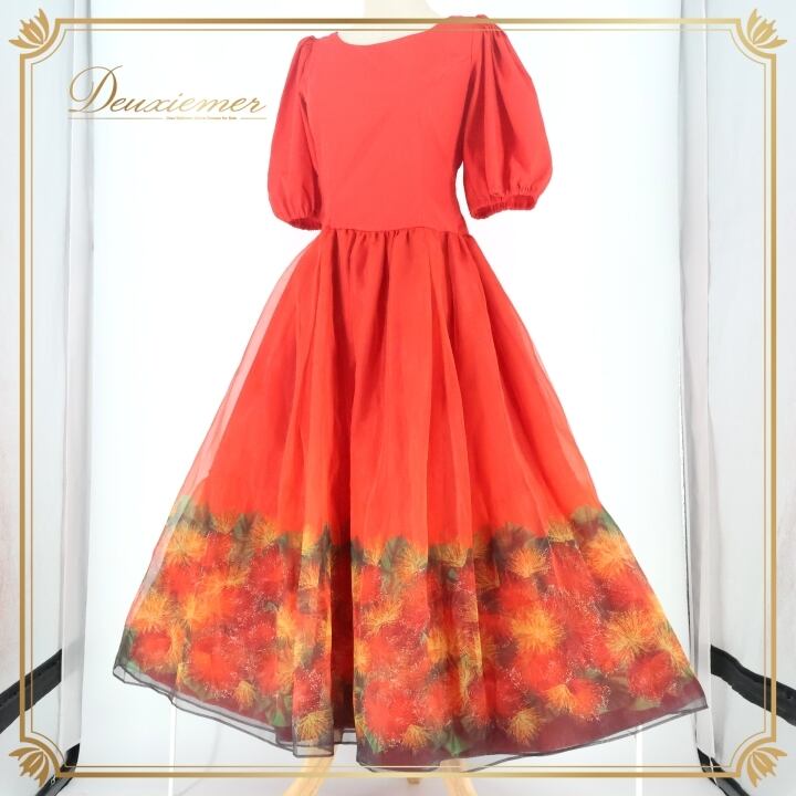 日本製 フラダンス衣装】レッド EKOLU EHIKU エコルエヒク ワンピース