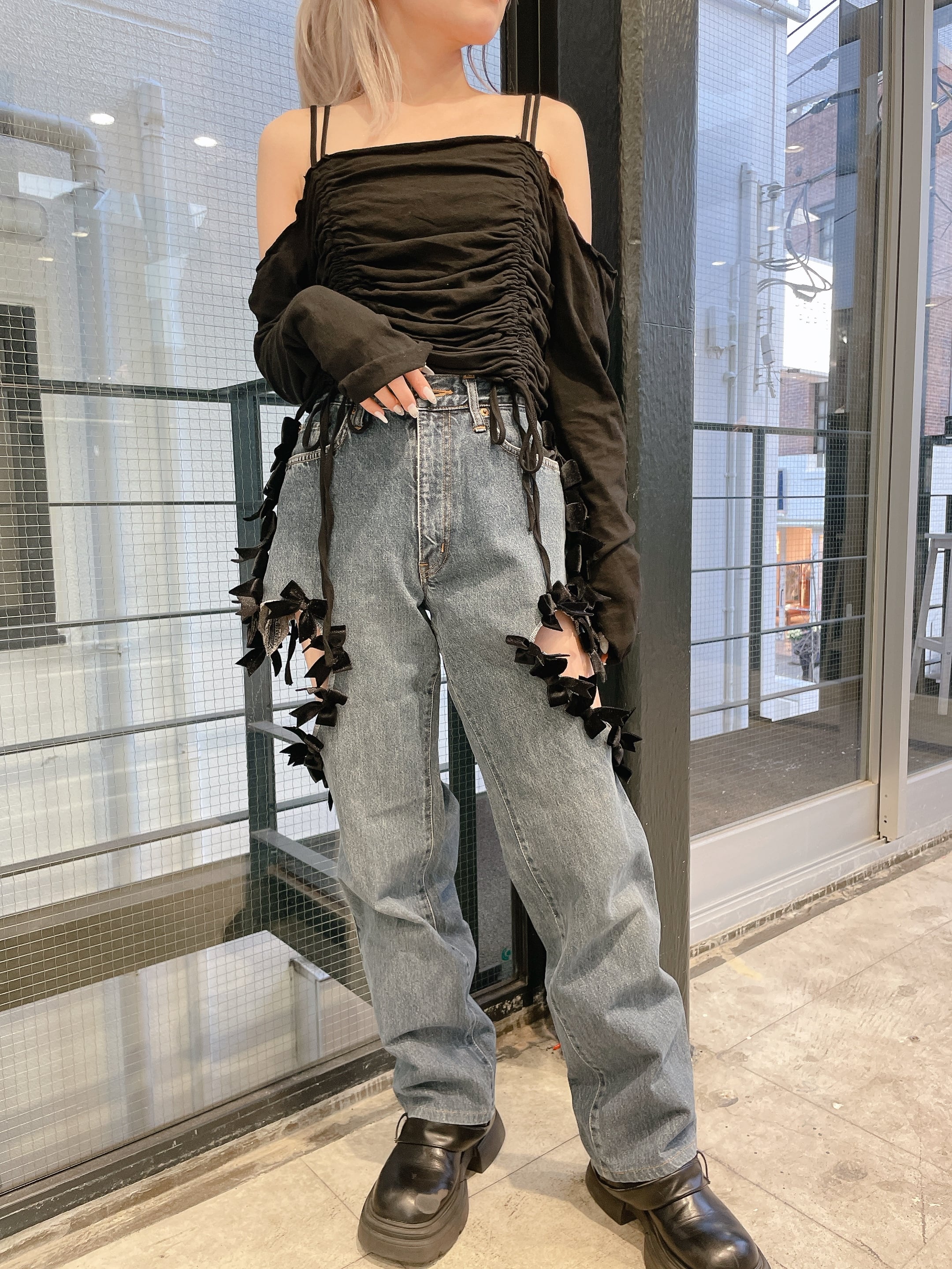 リメイク】ベロアリボンデニムパンツ | lilLilly official webstore