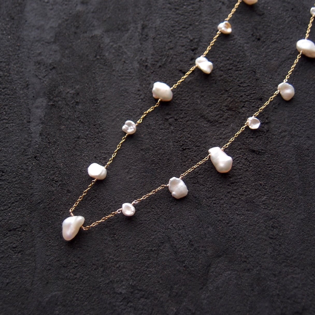 K14gf】Petal Pearls Station Necklace／ペタルパール ステーション