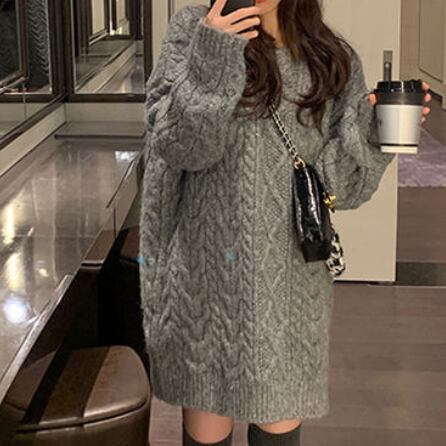 2color レディース ニット セーター ミニワンピース ニットワンピース