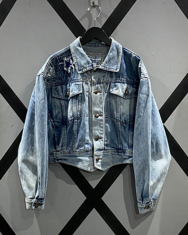 【X VINTAGE】80’s〜90’s Euro Vintage Star Design Short Length Denim Jacket